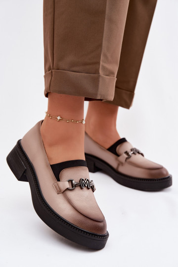 Kožené dámske mokasíny S Ornatem Detalem Vinceza 39985 béžová