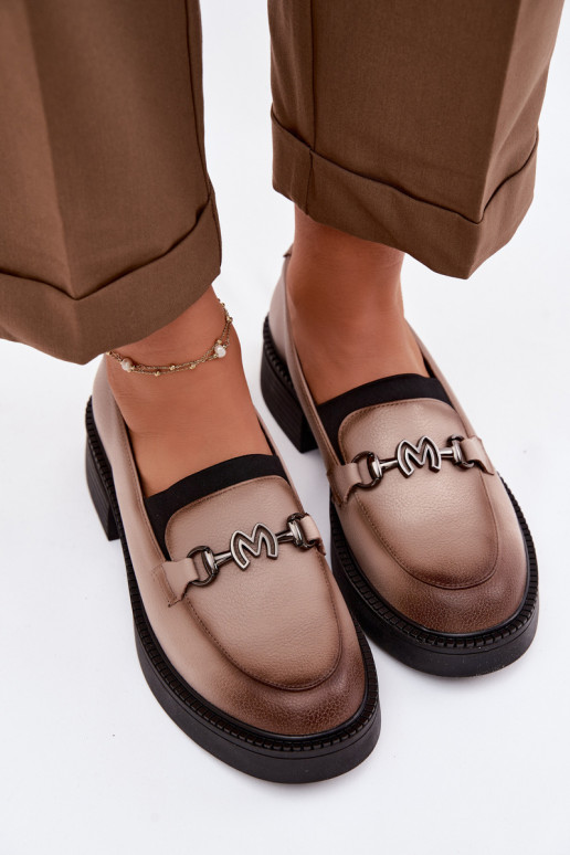 Kožené dámske mokasíny S Ornatem Detalem Vinceza 39985 béžová