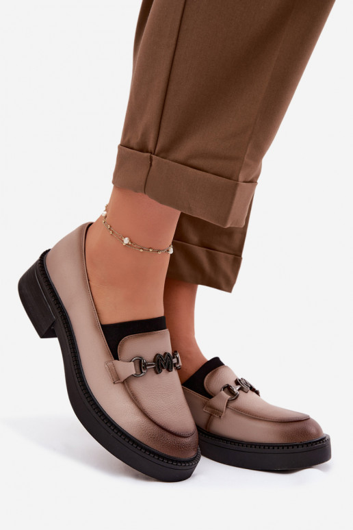 Kožené dámske mokasíny S Ornatem Detalem Vinceza 39985 béžová