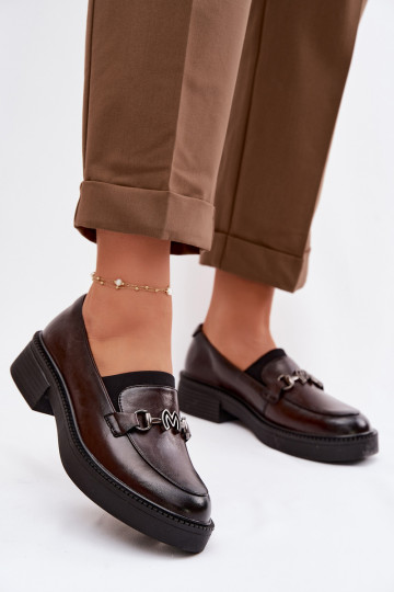 Kožené dámske mokasíny S Ornatem Detalem Vinceza 39985 CzekoladoIne 2