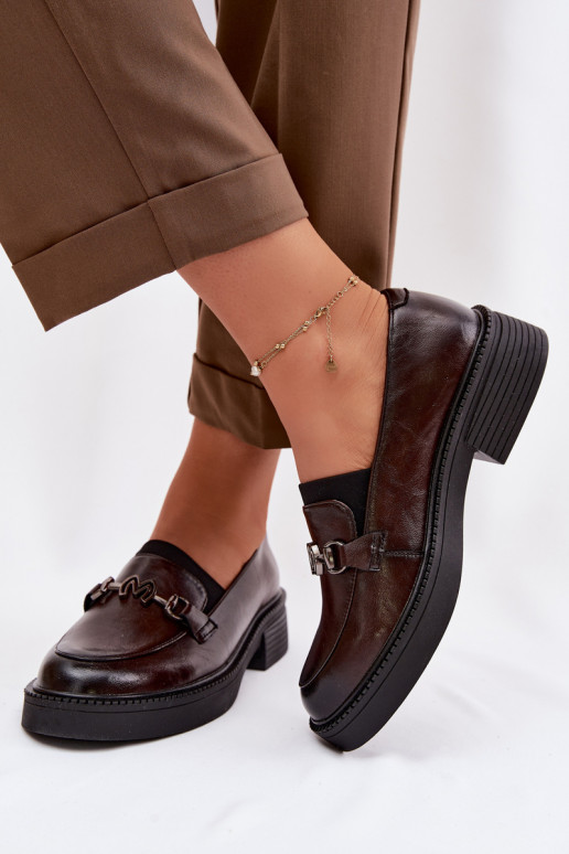 Kožené dámske mokasíny S Ornatem Detalem Vinceza 39985 CzekoladoIne