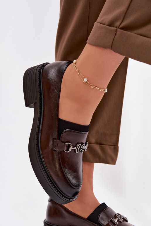 Kožené dámske mokasíny S Ornatem Detalem Vinceza 39985 CzekoladoIne