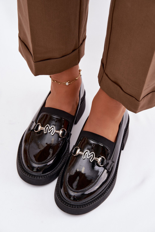 Kožené Lakované mokasíny Dámske S Ornatem Detalem Vinceza 39985 čierna