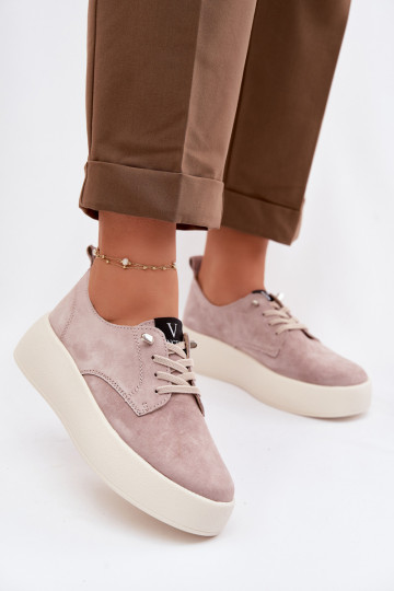 zo semišu topánky Dámske s platformou Vinceza 79605 béžová 2