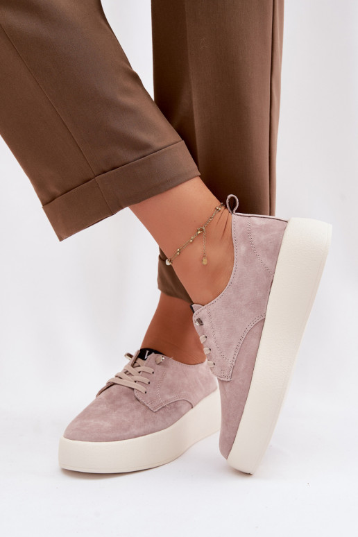 zo semišu topánky Dámske s platformou Vinceza 79605 béžová