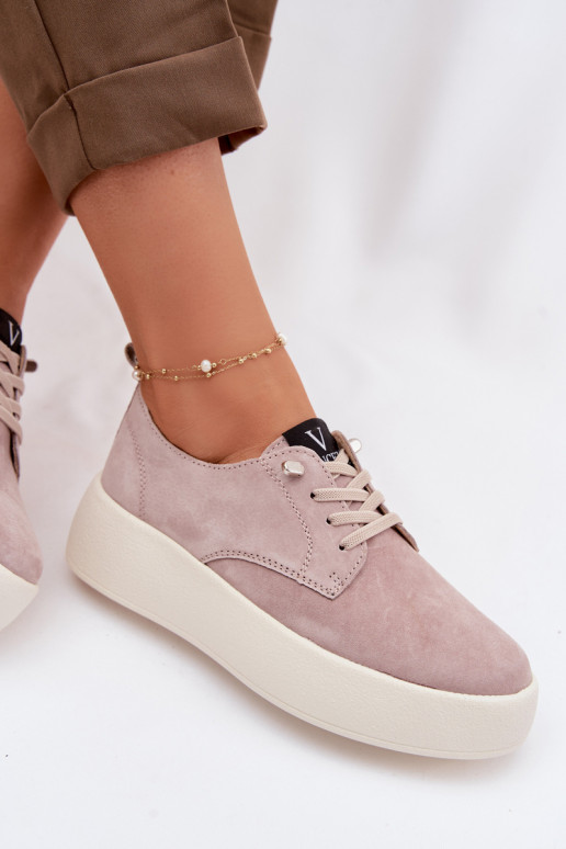 zo semišu topánky Dámske s platformou Vinceza 79605 béžová