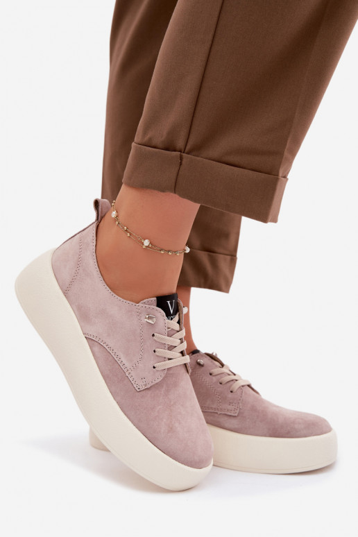 zo semišu topánky Dámske s platformou Vinceza 79605 béžová