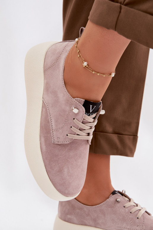 zo semišu topánky Dámske s platformou Vinceza 79605 béžová