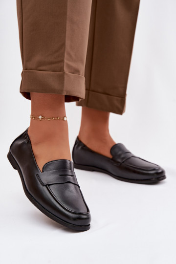 MokasínyZapnutéturalnej Skóry Vinceza 18121 čierna 2