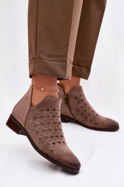 Prelamované čižmy Dámske so širokými podpätkami Vinceza 58626 béžová