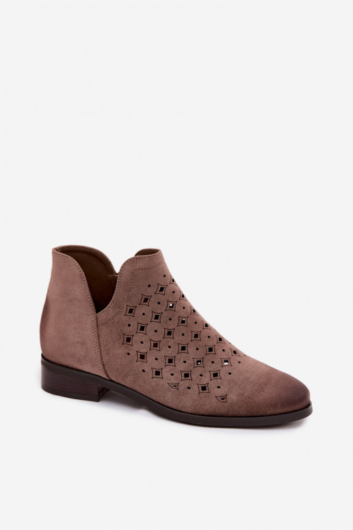 Prelamované čižmy Dámske so širokými podpätkami Vinceza 58626 béžová