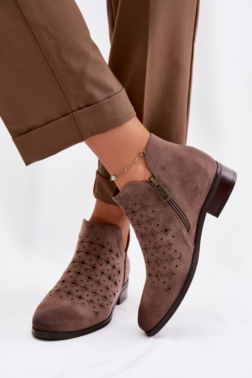 Prelamované čižmy Dámske so širokými podpätkami Vinceza 58626 béžová