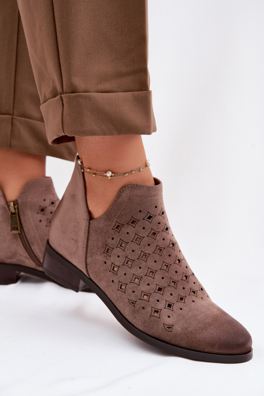 Prelamované čižmy Dámske so širokými podpätkami Vinceza 58626 béžová