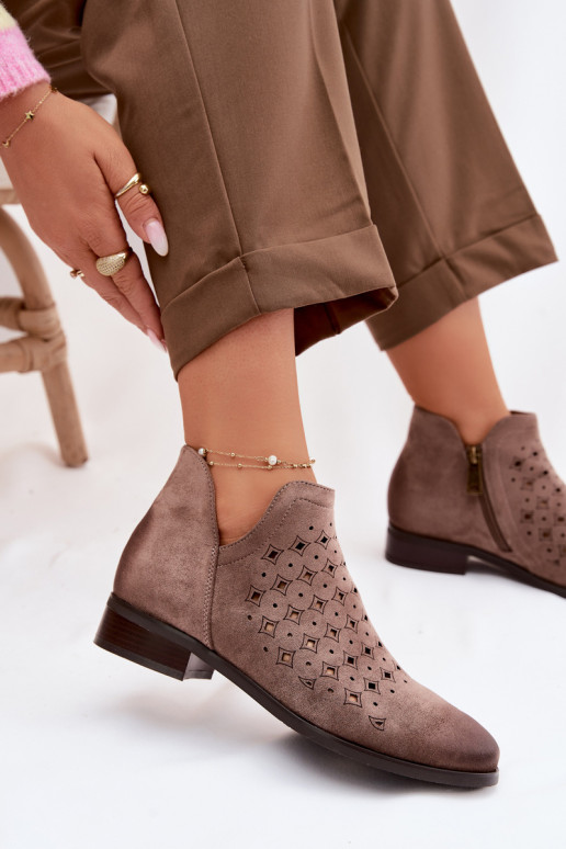 Prelamované čižmy Dámske so širokými podpätkami Vinceza 58626 béžová