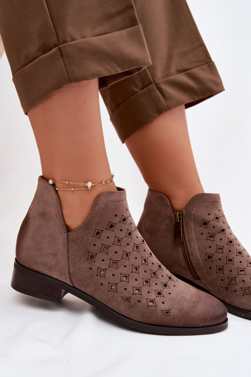 Prelamované čižmy Dámske so širokými podpätkami Vinceza 58626 béžová