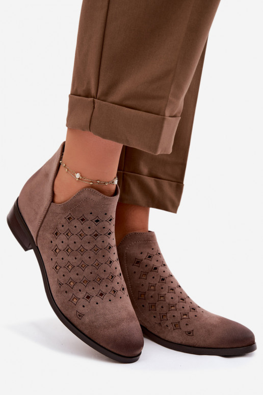 Prelamované čižmy Dámske so širokými podpätkami Vinceza 58626 béžová