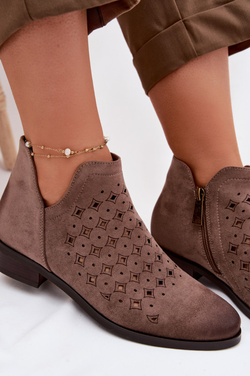 Prelamované čižmy Dámske so širokými podpätkami Vinceza 58626 béžová