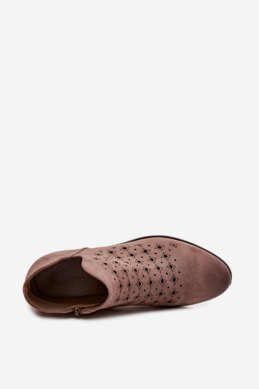 Prelamované čižmy Dámske so širokými podpätkami Vinceza 58626 béžová