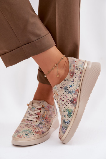 Prelamovaný semiš topánky Dámske Vinceza 79603 béžová