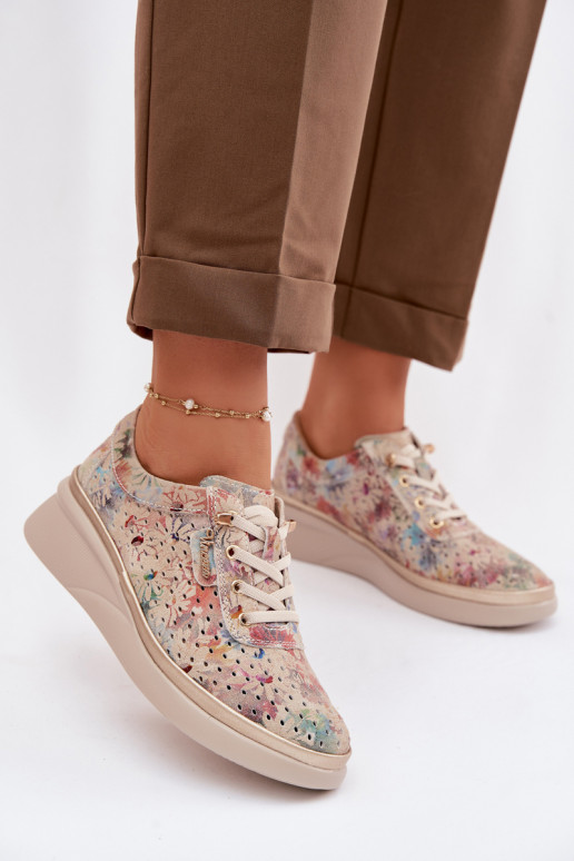 Prelamovaný semiš topánky Dámske Vinceza 79603 béžová