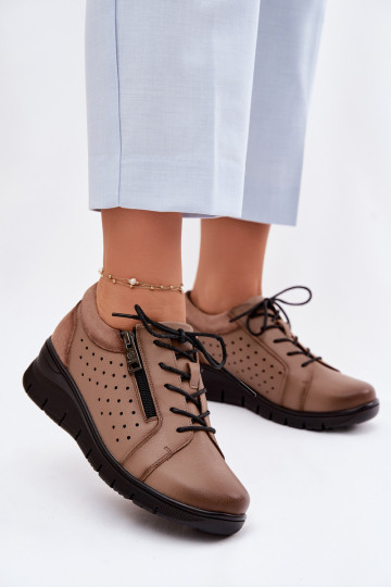 Kožené topánky Dámske s platformou Vinceza 39977 béžová 2