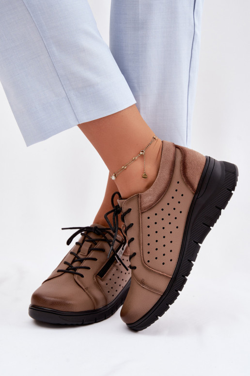 Kožené topánky Dámske s platformou Vinceza 39977 béžová