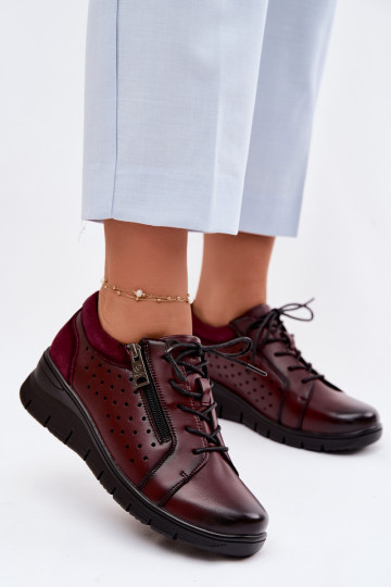 Kožené topánky Dámske s platformou Vinceza 39977 bordová