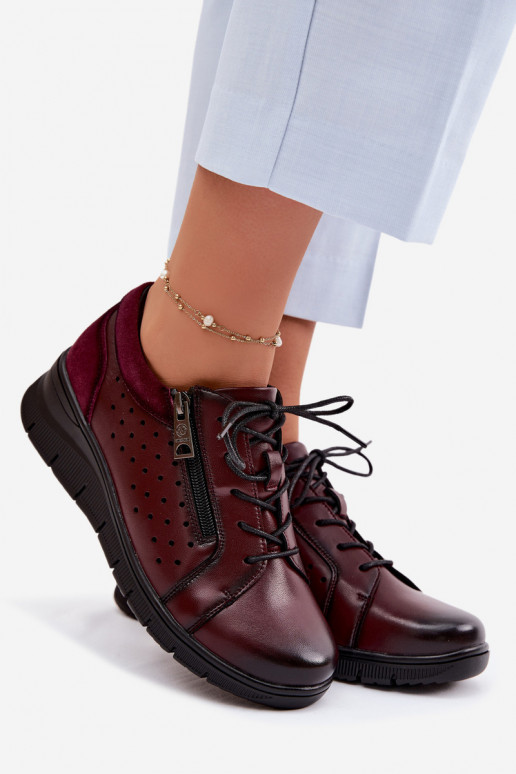 Kožené topánky Dámske s platformou Vinceza 39977 bordová