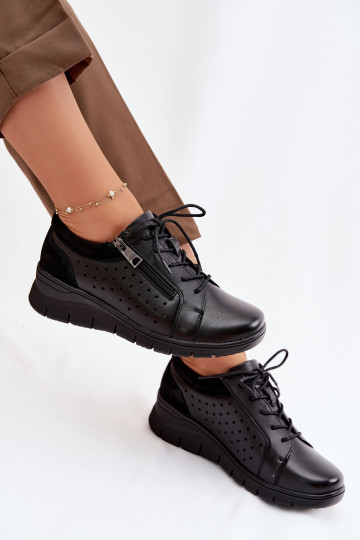 Kožené topánky Dámske s platformou Vinceza 39977 čierna