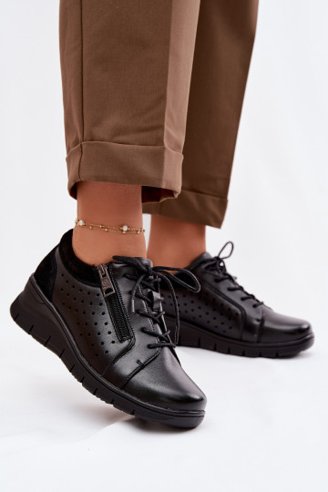 Kožené topánky Dámske s platformou Vinceza 39977 čierna 2