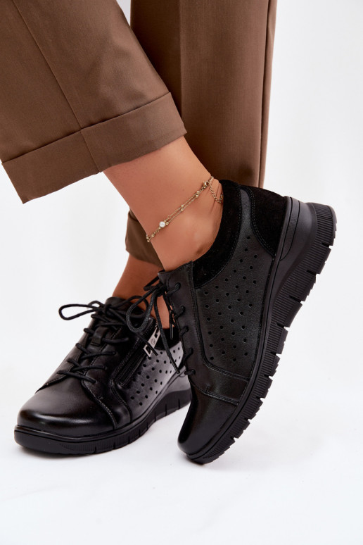 Kožené topánky Dámske s platformou Vinceza 39977 čierna