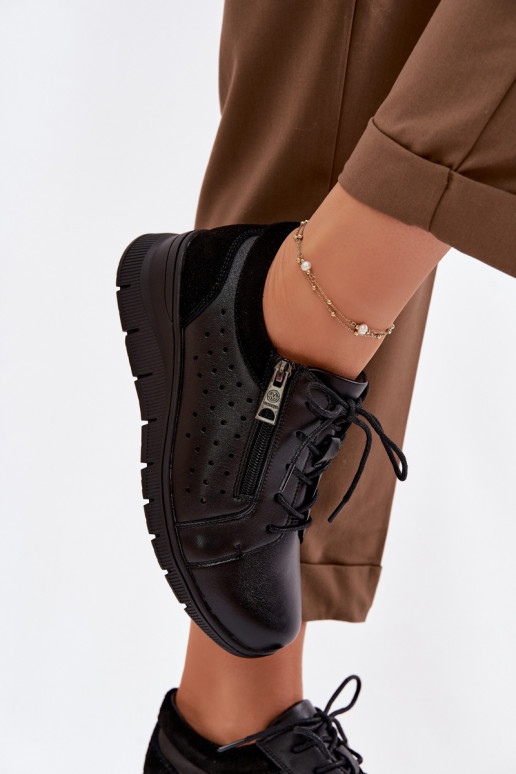 Kožené topánky Dámske s platformou Vinceza 39977 čierna