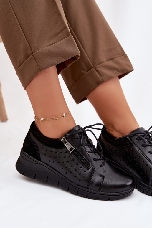 Kožené topánky Dámske s platformou Vinceza 39977 čierna