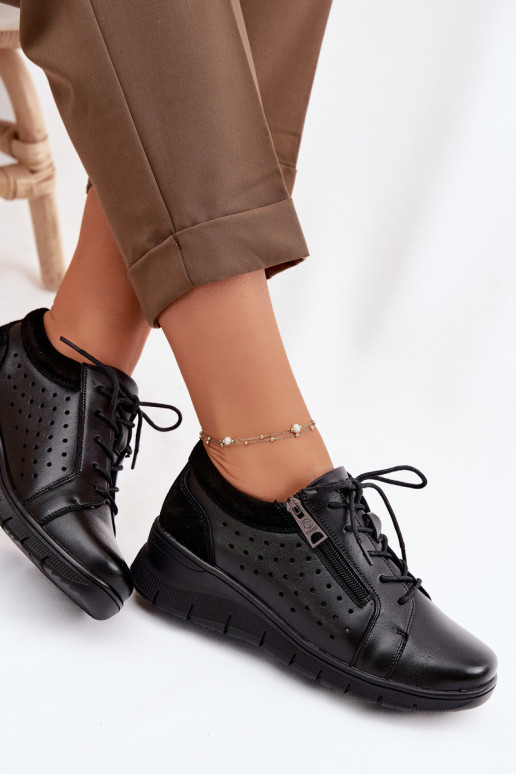 Kožené topánky Dámske s platformou Vinceza 39977 čierna