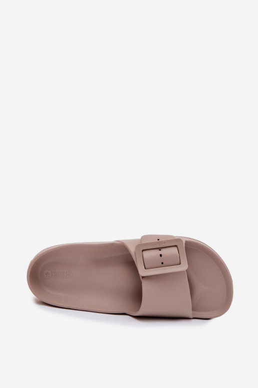 Dámske penové žabky s platformou s prackami Big Star TT274A079 béžová