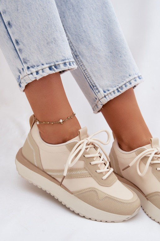 Tenisky model obuvi Dámske s platformou Big Star TT274278 béžová