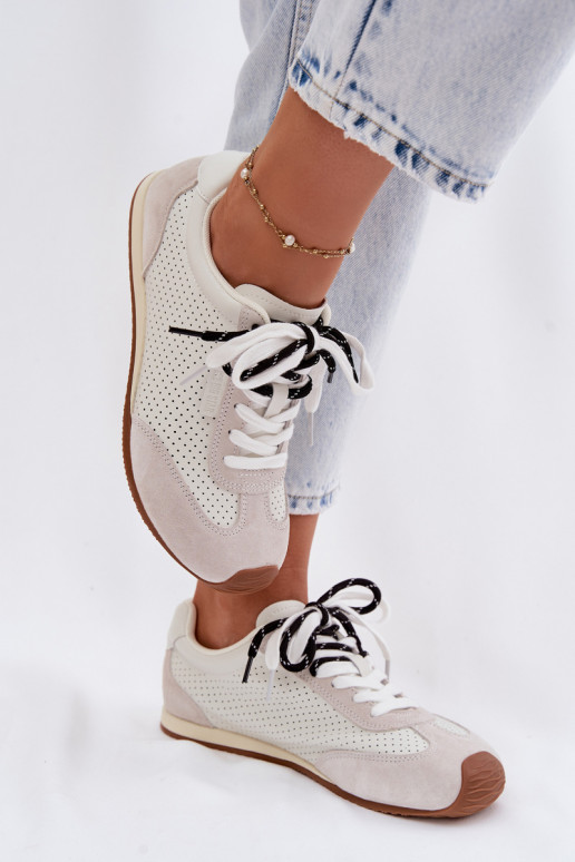 Kožené zo semišu Tenisky model obuvi Dámske Big Star TT274555 biela farba