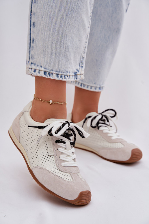 Kožené zo semišu Tenisky model obuvi Dámske Big Star TT274555 biela farba