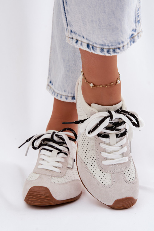 Kožené zo semišu Tenisky model obuvi Dámske Big Star TT274555 biela farba