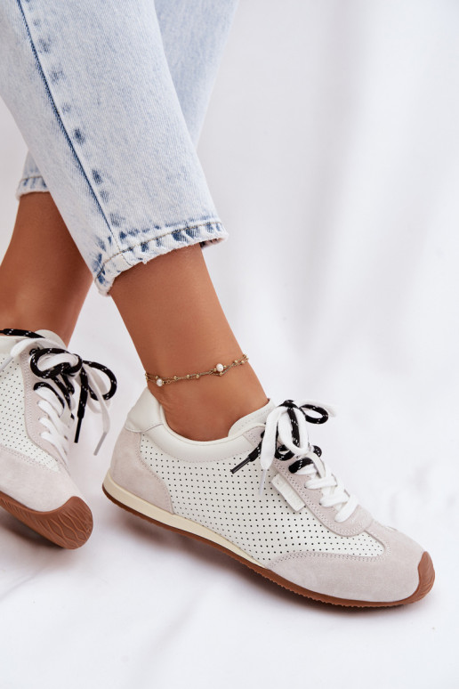 Kožené zo semišu Tenisky model obuvi Dámske Big Star TT274555 biela farba