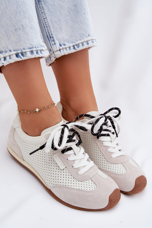 Kožené zo semišu Tenisky model obuvi Dámske Big Star TT274555 biela farba