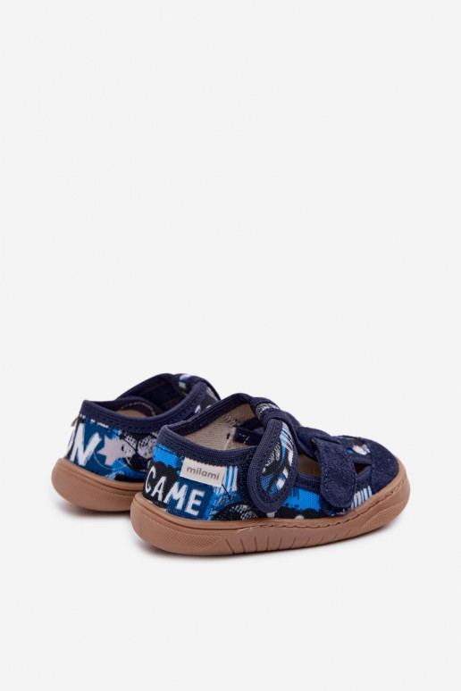 Papuče Barefoot deti Milami Loptičky tmavomodrá Lumi