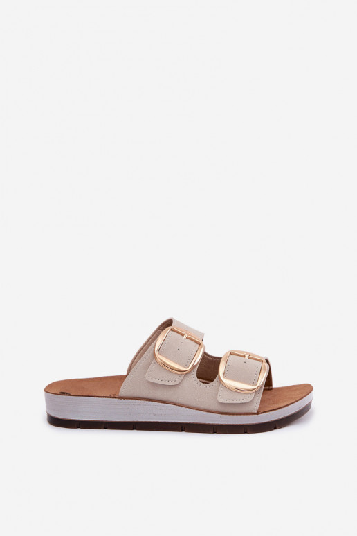 Dámske papuče Ze zlatej farbymi s prackamimi Inblu CP000061 béžová