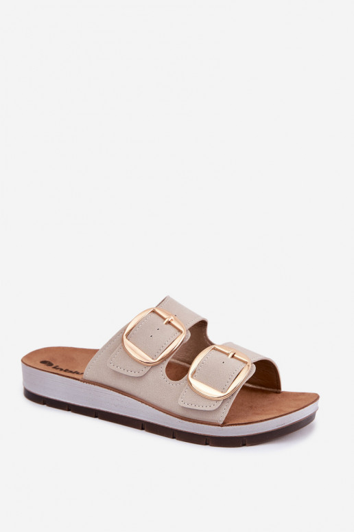 Dámske papuče Ze zlatej farbymi s prackamimi Inblu CP000061 béžová