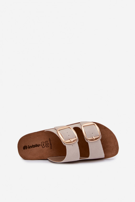 Dámske papuče Ze zlatej farbymi s prackamimi Inblu CP000061 béžová