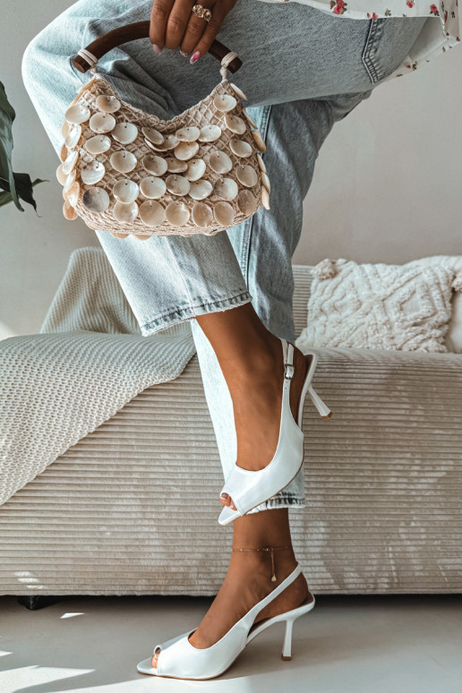 Dámske sandále s tenkými podpätkami biela farba Sevina
