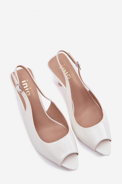 Dámske sandále s tenkými podpätkami biela farba Sevina