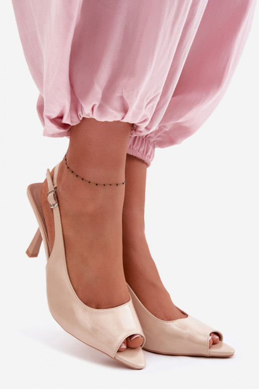 Dámske sandále s tenkými podpätkami béžová Sevina
