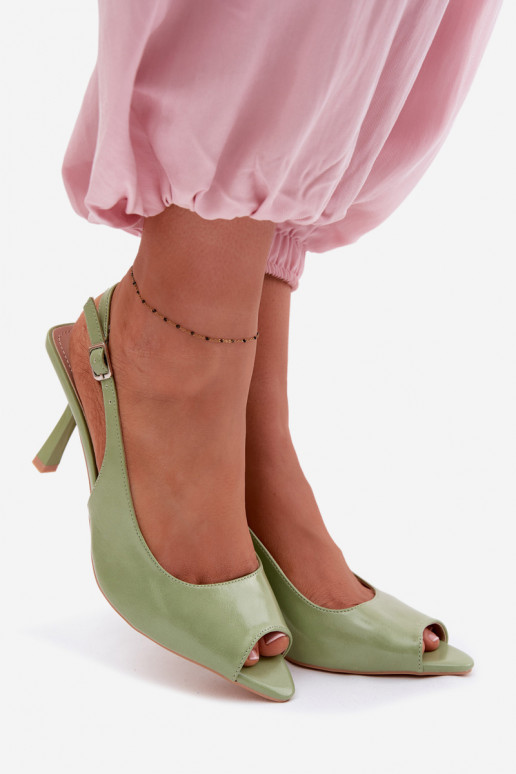 Dámske sandále s tenkými podpätkami zelená farba Sevina
