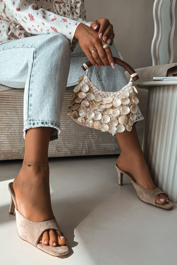 Dámske papuče Zapnuté Smukłym Obcasie béžová Revina